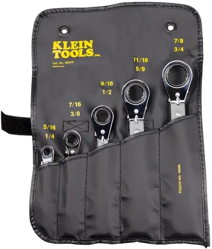 Miniatura 5 de Klein Tools 68245 Juego de llaves de trinquete reversibles, fabricadas en Estados Unidos, 5 piezas, color negro