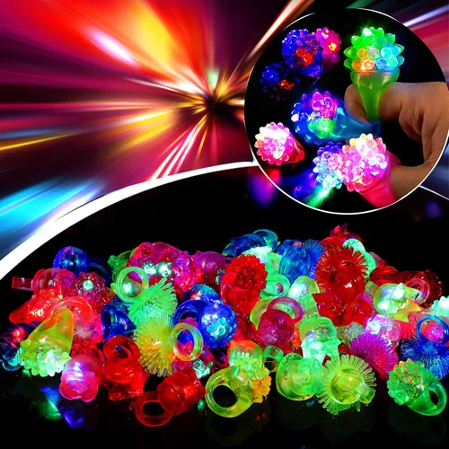 Miniatura 6 de KIMOBER Anillos iluminados, coloridos anillos de gelatina de silicona que brillan en la oscuridad, anillos LED parpadeantes para niños, recuerdos