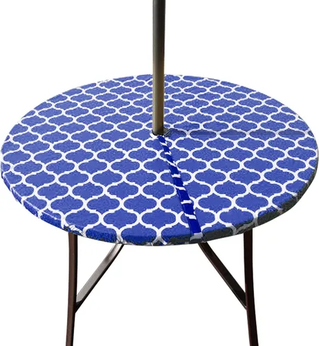 Miniatura 17 de Hipinger Vinyl Round Fitted Tablecloth with Zipper and Umbrella Hole, Outdoor Oil Waterproof Stain Resisteant PVC Table Cover 40-44 Inch, Black