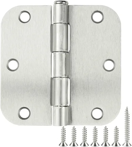 Miniatura 28 de Paquete de 12 bisagras redondeadas para puerta, con radio de 5/8 de pulgada, negro mate, 3.5 x 3.5 pulgadas Negro mate redondeado
