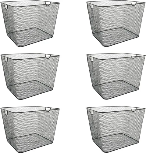 Miniatura 10 de Ybm Home Canasta Organizadora de Almacenamiento de Malla de Alambre Abierta para el Hogar, color negro, para despensa de cocina, gabinete, frutas