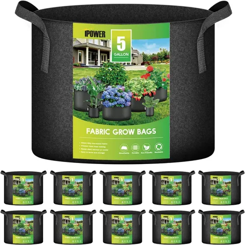 Miniatura 14 de iPower Paquete de 10 bolsas de cultivo de 3 galones, macetas de tela no tejida, contenedor de aireación con asas de correa para jardín y plantación