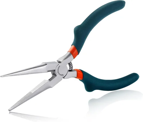 Miniatura 11 de SPEEDWOX Alicates de punta doblada con cortador, alicates curvados de 5 pulgadas de mandíbula dentada convexa para joyería de precisión