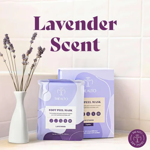 Miniatura 5 de Mascarilla exfoliante para pies con piedra pómez, paquete de 2 – para pies secos, agrietados y callosos – Aroma de lavanda – Con extracto de planta