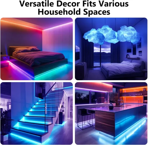 Miniatura 7 de DAYBETTER - Tiras de luces LED de 110 pies, tiras de iluminación inteligentes con control remoto de aplicación, luces RGB que cambian