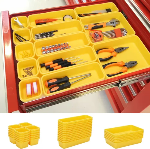 Miniatura 8 de Paquete de 42 Organizadores de Caja de Herramientas Divisores de Bandeja de Herramientas, Carro de Cofre de Herramientas Rodante Gabinete Mesa