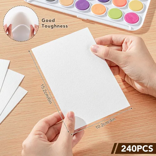 Miniatura 2 de 240 hojas de papel de acuarela a granel, papel de prensa en frío de 110 lb/230 GSM, papel de color de agua blanca para dibujar tarjetas de regalo