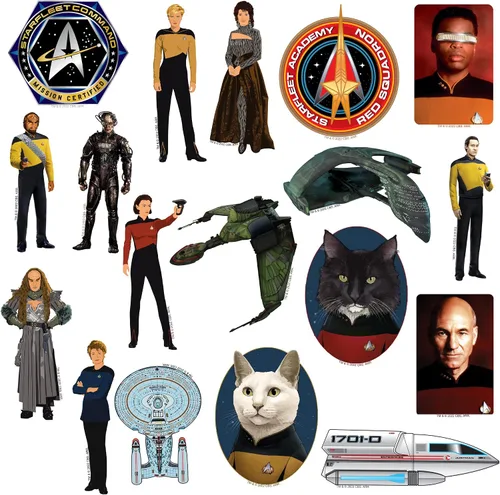 Miniatura 3 de Star Trek The Next Generation - Paquete variado de calcomanías de vinilo grandes de lujo de 100 unidades, personajes icónicos troquelados de TNG