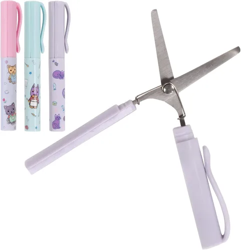 Mini Pen Tijeras portátiles de seguridad de viaje – Gatito de jardín, gatito juguetón y cachorro de chef – 1 par cada uno