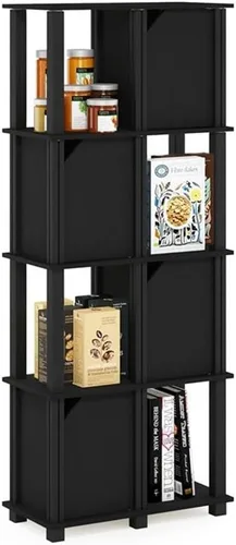 Miniatura 12 de FURINNO Brahms - Estantería de almacenamiento, 3 niveles, roble negro/negro