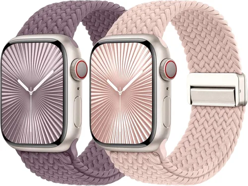 Miniatura 18 de Bandas elásticas trenzadas con cierre magnético compatibles con Apple Watch de 1.496 pulgadas, 1.575 pulgadas, 1.614 pulgadas, 1.654 pulgadas, 1.732