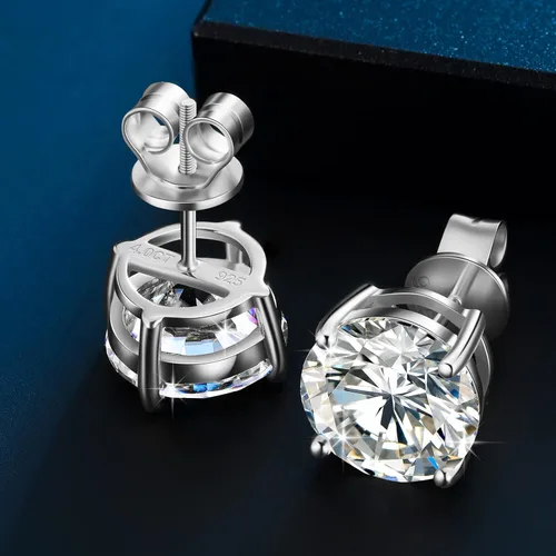 Miniatura 8 de Moissanite Stud Earrings Screw Back 3-10mm 0.2ct-8.0ct 18K White Yellow Rose Gold Plated S925 Sterling Silver Round Cut D Color VVS1 Lab Created