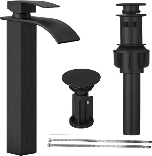 Miniatura 16 de Hoimpro Grifo de Baño en Cascada con Líneas de Suministro cUPC, Grifo de Lavabo de Baño de Una Sola Manija, Grifo de Tocador Vessel para RV