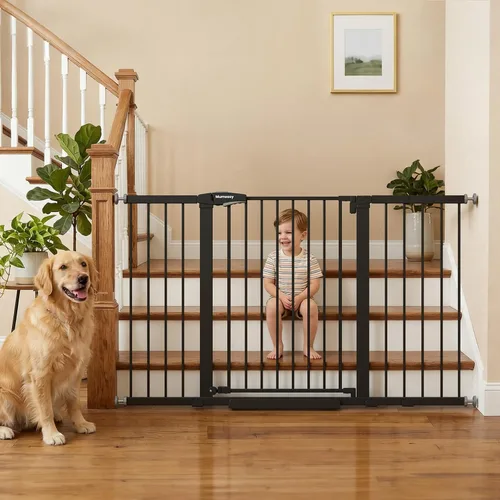 Mumeasy Puerta de bebé extra ancha de 29.7 a 57 pulgadas, puerta grande para perros con cierre automático para puertas, puerta de seguridad para