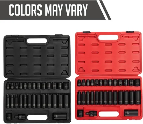 Miniatura 2 de SUNEX TOOLS 3330, Juego de llaves de impacto Drive Master de 3/8 de pulgada, 12 puntos, 29 piezas, métrico, 0.315 in-0.866 in, estándar/profundo
