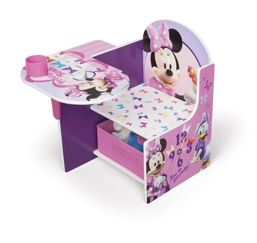 Miniatura 5 de Delta Children Organizador de libros y juguetes de lujo, certificado Greenguard Gold, Disney Minnie Mouse y escritorio con silla con compartimento
