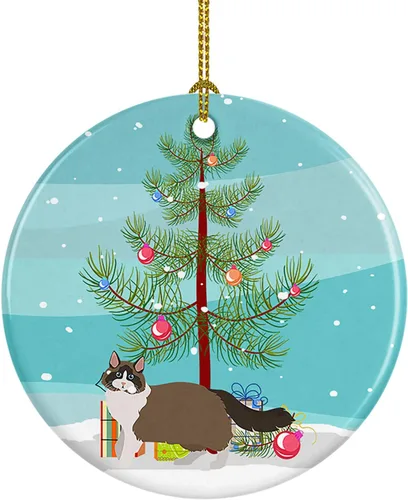 Miniatura 110 de Caroline's Treasures Adorno de cerámica con texto en inglés "Merry Christmas" para colgar en el árbol de Navidad, decoración para el hogar, Navidad