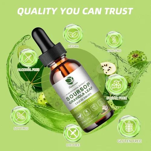 Miniatura 7 de Extracto de hojas de guanábana pura Lukaree, gotas líquidas de amargos de graviola concentradas 10X para inmunidad, digestión y energía, extraídas