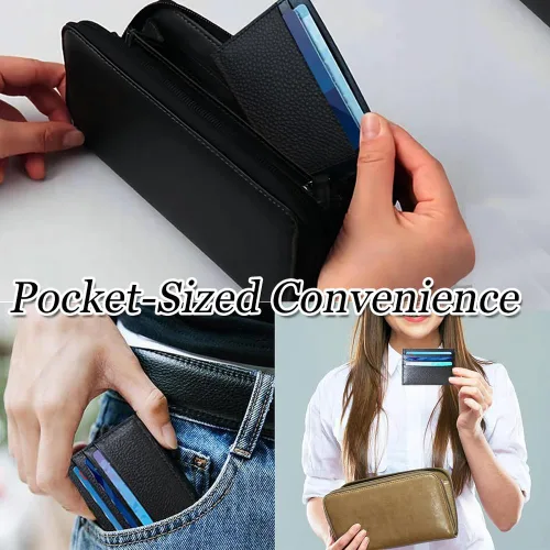 Miniatura 5 de Cartera Delgada para Tarjetas de Crédito Ultra Delgada Cartera Larga para Tarjetas Bolsillos con Cremallera Estuche para ID Cartera Pequeña Compacta