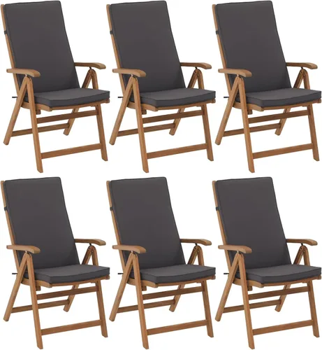 Miniatura 14 de OC Orange-Casual Juego de 4 sillas plegables de comedor para patio, sillas reclinables de madera de acacia al aire libre con reposabrazos y cojín