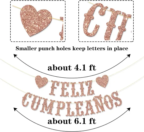 Miniatura 2 de Cartel de Feliz Cumpleaños – Suministros de guirnalda de fiesta de feliz cumpleaños en español para niños y niñas – Decoración de fiesta