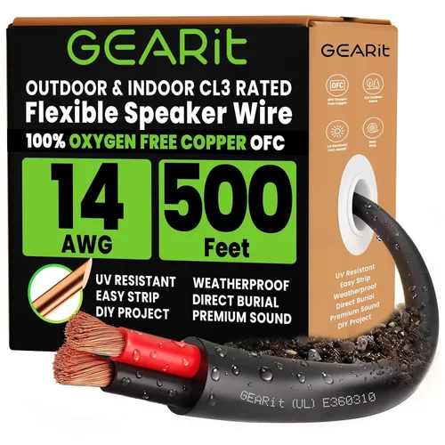 Miniatura 19 de GEARit Cable de altavoz exterior clasificado CL3, cable de altavoz calibre 14, cable de altavoz 100 pies para altavoces exteriores, patio, jardín