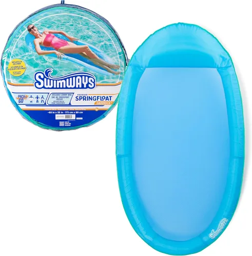 SwimWays Spring Float Premium Hamaca Flotante para Piscina, Flotadores de Piscina Inflables para Adultos con Inflado Rápido para Edades de 15 años