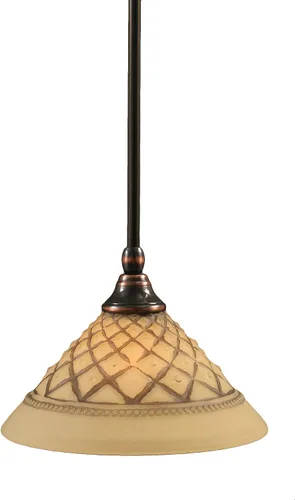 Miniatura 160 de Toltec Lighting Tallo Colgado Mini colgante, acabado de cobre negro, 3.5" cuadrado humo burbuja vidrio