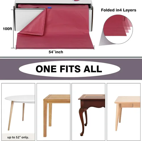 Miniatura 15 de Rollo de plástico para cubierta de mesa color verde manzana, 40 pulgadas x 100 pies, rollo de plástico resistente para cubierta de mesa de banquetes