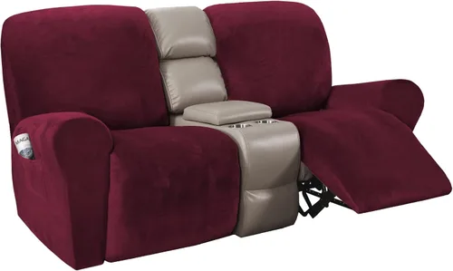 Miniatura 12 de H.VERSAILTEX Fundas elásticas de terciopelo para sillón reclinable, fundas para silla reclinable estilo de 4 piezas, funda para sillón reclinable