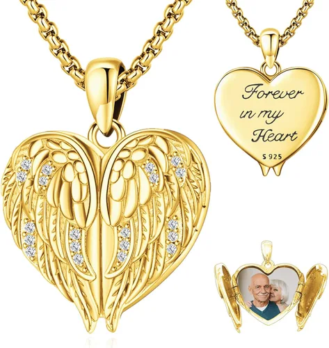Miniatura 95 de Collar de alas de ángel de plata de ley 925, ángel de la guarda, enfermera RN caduceo, dije de ángel de cristal, joyería de regalo para mujer