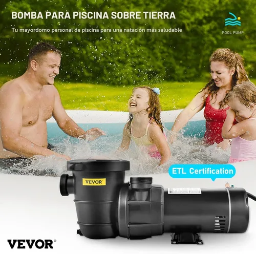 Miniatura 2 de VEVOR Bomba de piscina, 1.5 HP 115 V, 1100 W Bombas de velocidad única para piscina sobre el suelo con cesta de colador, 5280 GPH Max. Caudal