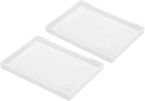Miniatura 8 de PATIKIL Bandeja de comida rápida de 8 x 6, paquete de 2 bandejas rectangulares reutilizables reciclables multiusos para restaurante, cocina en casa