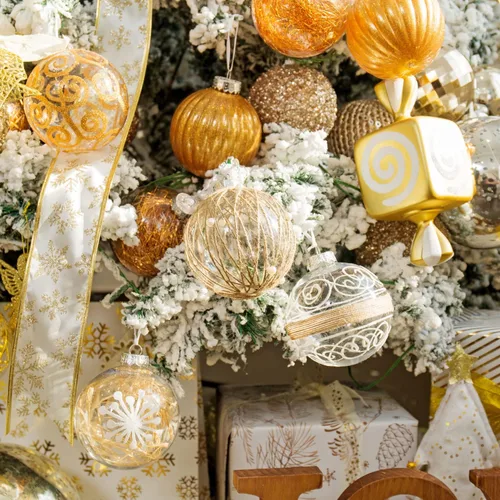 Miniatura 5 de XmasExp Juego de adornos de bolas de Navidad, decoraciones navideñas inastillables, 6 unidades, adornos colgantes de plástico grandes, 3.93