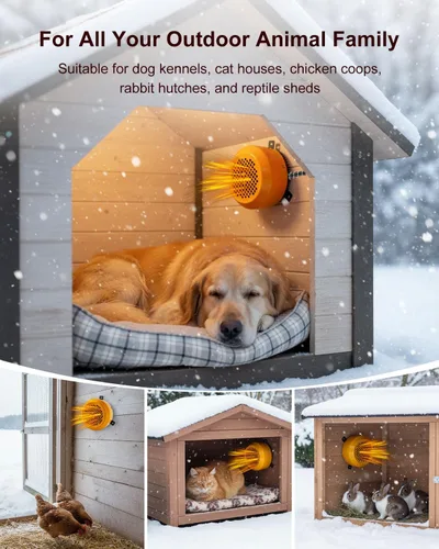 Miniatura 6 de Calentador de casa para perros de 400 W/800 W con termostato, control inteligente de temperatura y temporizador de 24 horas, calefacción de casa