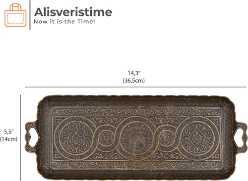 Miniatura 3 de Alisveristime Bandeja rectangular turca otomana para café y té (bandeja pequeña) (13 pulgadas x 5.5 pulgadas) (utentica)