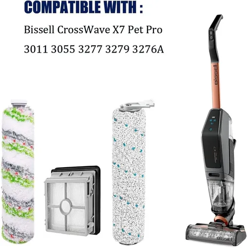 Miniatura 2 de Repuesto compatible con Bissell CrossWave X7 Pet Pro 3011 3055 3277 3279 3276A, 1 paquete 2787 multisuperficie cepillo rollo + 2 paquetes 2788