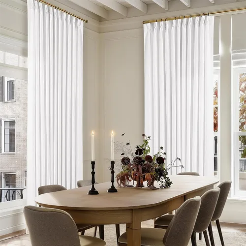 Miniatura 122 de Cortinas de lino natural con pliegues fruncidos de 120 pulgadas de largo para sala de estar, cortinas plisadas con ganchos y lengüeta trasera