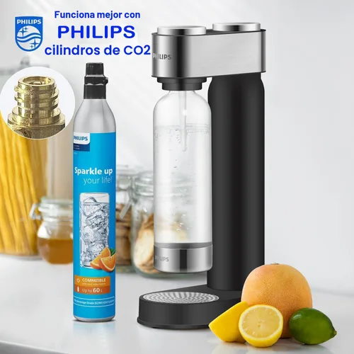 Miniatura 7 de Philips Máquina para hacer agua con gas ADD4901BKOQ/37, máquina de soda de plástico con botella de rosca rápida, botella de carbonatación PET de 1L