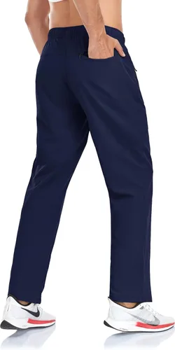 Miniatura 7 de Rapoo Pantalones ligeros para hombre con bolsillos con cremallera, secado rápido, pantalones deportivos de viaje para entrenamiento