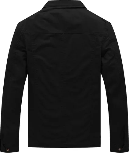 Miniatura 3 de WenVen Chaqueta de solapa militar de algodón de lona casual para hombre