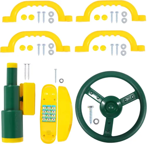 Miniatura 10 de RedSwing Accesorios para patio de recreo para niños, accesorios para columpios al aire libre con rueda de barco pirata, telescopio de juguete
