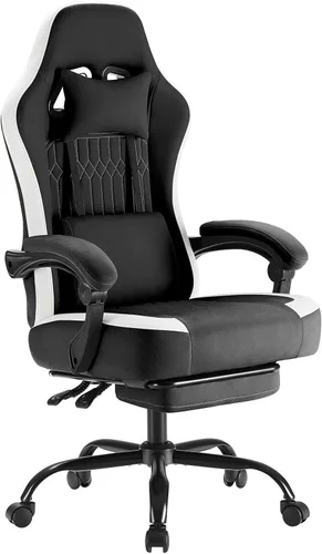 Miniatura 21 de NEWBULIG Silla de escritorio para juegos de computadora, soporte lumbar ergonómico grande con reposabrazos abatibles y ruedas giratorias de 360°