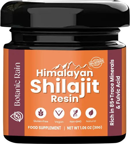Resina Shilajit pura del Himalaya para hombres y mujeres, más de 85 oligominerales, 75% más de ácido fúlvico para aumentar la energía y apoyo