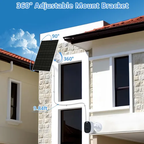 Miniatura 3 de Zivif Panel solar de 7 W para cámaras de seguridad, cargador solar USB C de 5 V y micro USB, fuente de alimentación impermeable IP66