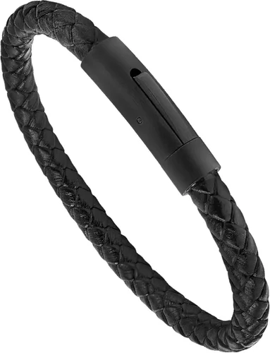 Pulseras de cuentas y cuero para hombre Pulseras de cuentas de cuero negro entretejido y ónix negro Joyería minimalista de diseñador para hombres