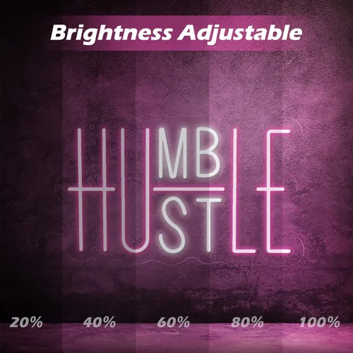 Miniatura 3 de YIKBIK Hustle - Letrero LED de neón para decoración de pared, luces LED de neón humildes para decoración de fiestas, interruptor alimentado por USB