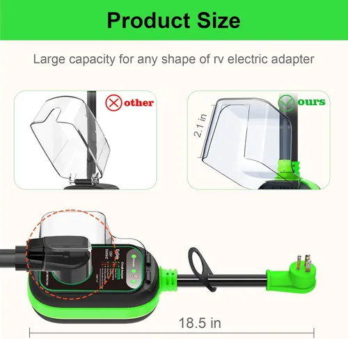 Miniatura 6 de EyGde Adaptador de 15 amperios a 30 Amp 110 RV con protector de sobretensión, adaptador patentado 4500J 5-15P macho a TT-30R RV enchufe RV