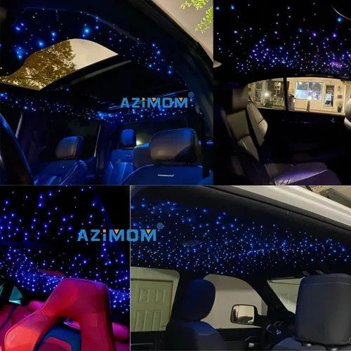 Miniatura 6 de AZIMOM Kit de iluminación de techo con luces LED Bluetooth de 16W, RGBW, fibra óptica, estrella, modo música, 550 piezas, 0.03 pulgadas, 13.1 pies