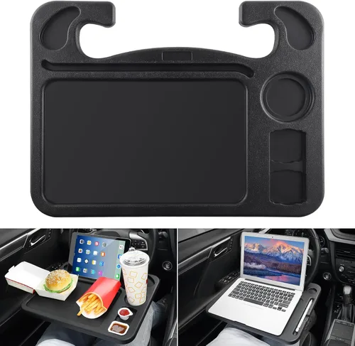Miniatura 10 de JUSTTOP Escritorio de Volante de Coche para Laptop, Accesorios Multiusos de Coche para Viajes, Bandejas de Soporte de Asiento de Coche para Comer